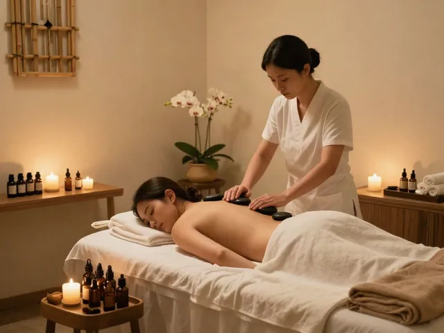 다낭 가라오케에서의 고급스러운 마사지 테라피, 편안한 분위기 속에서 긴장을 풀어주는 모습.