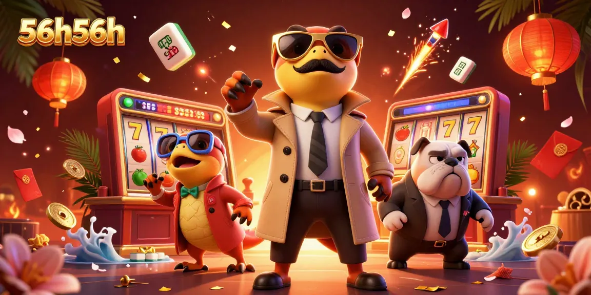 Engage your luck at 56h56h with raptors attempting casino entry amidst vibrant game elements.