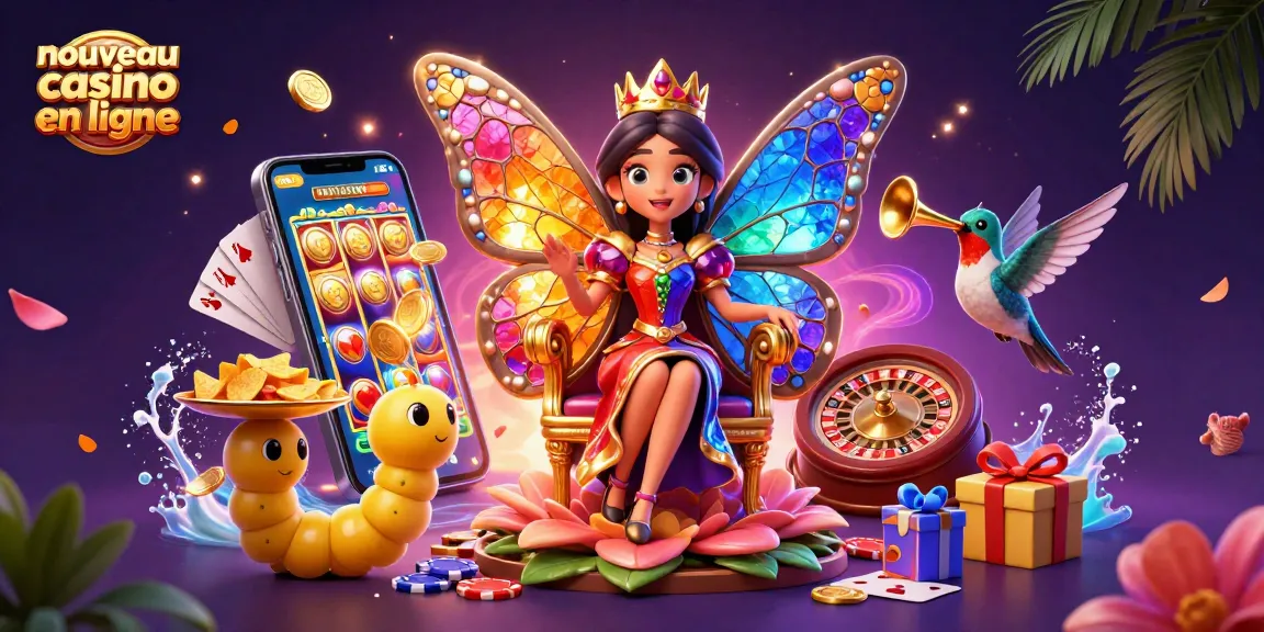 Vivez l'expérience d'un nouveau casino en ligne avec cette illustration colorée et dynamique.