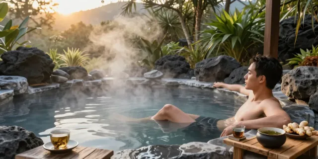 Experience the soothing rokok88 slot login and relaxation in a serene black hot spring retreat.