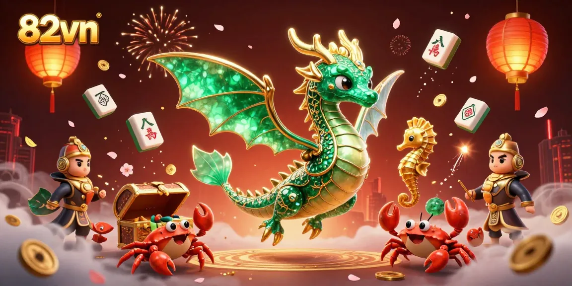 Experience the thrilling excitement of 82vn casino games with a vibrant 3D dragon scene.