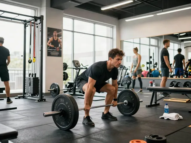 Athletic man lifting weights, showcasing steroidi anabolizzanti effects on fitness performance.