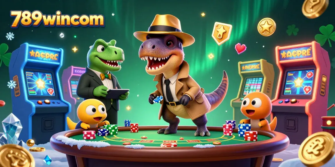 Experience thrilling gaming at 789wincom with innovative characters in a lively casino scene.