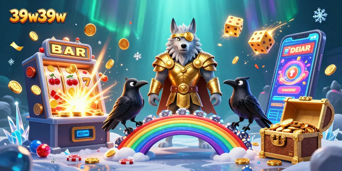 O jogo emocionante de 39w39w captura a atenção com um lobo Odin e símbolos de cassino vibrantes.