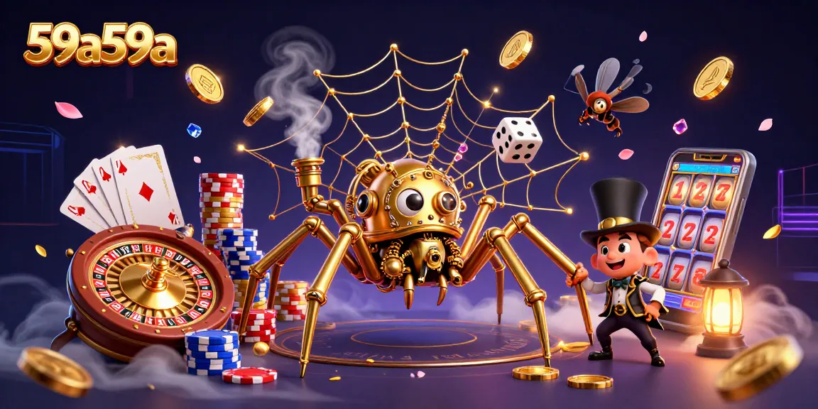 Visualizando a ilustração 3D do 59a59a, com elementos de cassino e um ar steampunk.