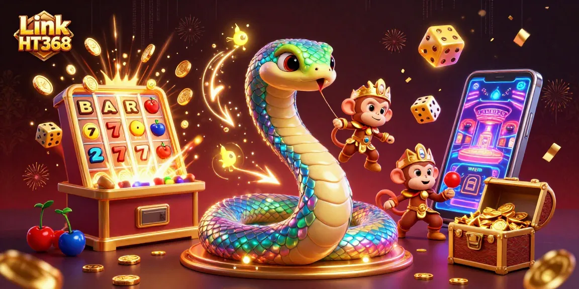 Experience the thrill of winning at Link HT368 with vibrant 3D casino elements and characters.
