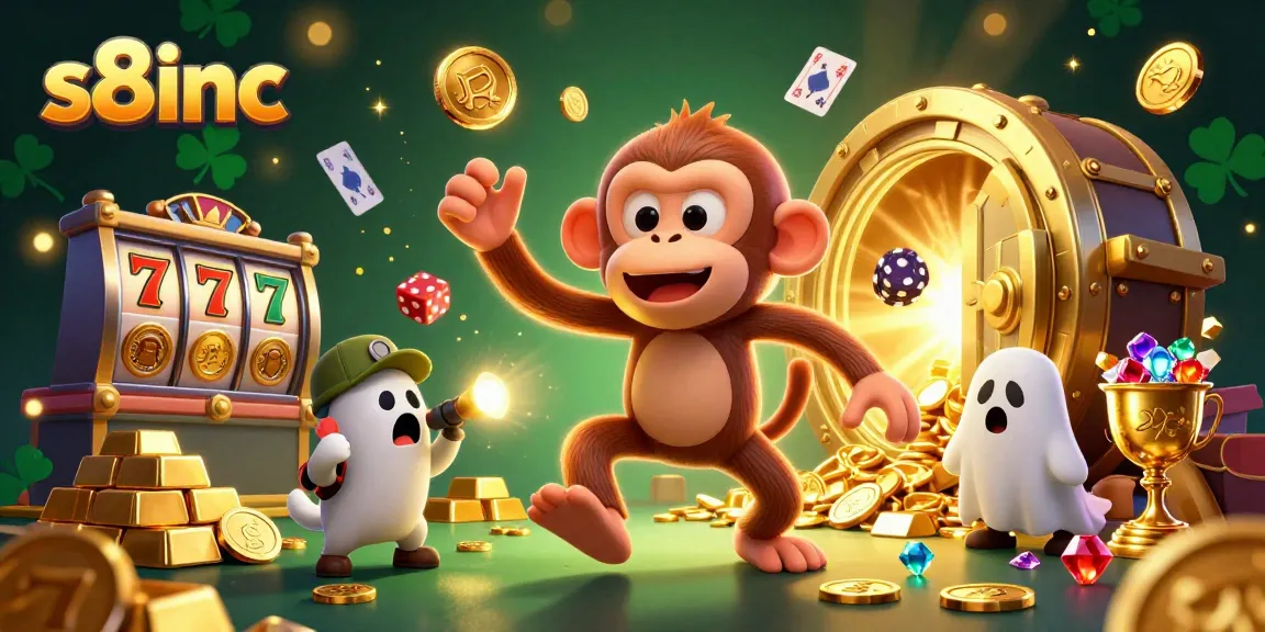 s8inc offers an engaging casino experience with vibrant games and golden treasures in a lively atmosphere.